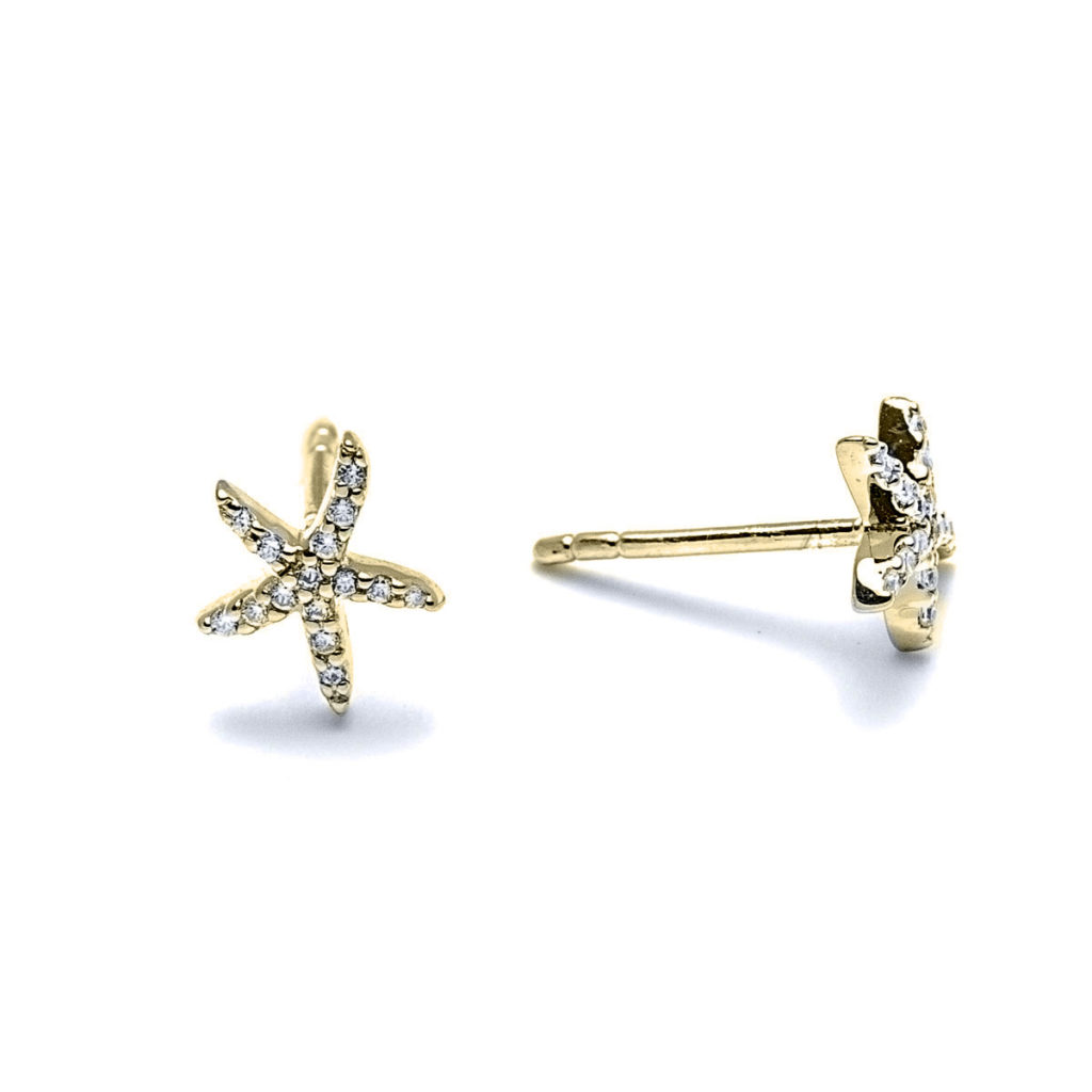 Radiant Starfish Stud Earrings K With Diamonds Landing Company