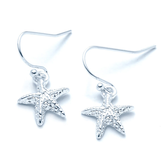 Petite Starfish Earrings Silver Color EA-14554