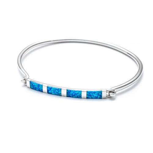 Blue Opal Eclipse Bar Necklace In Sterling Silver Landing Company