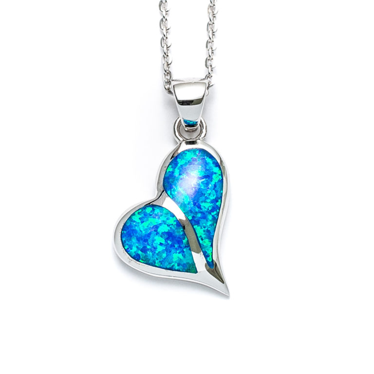 Blue Opal Heart Necklace Landing Company