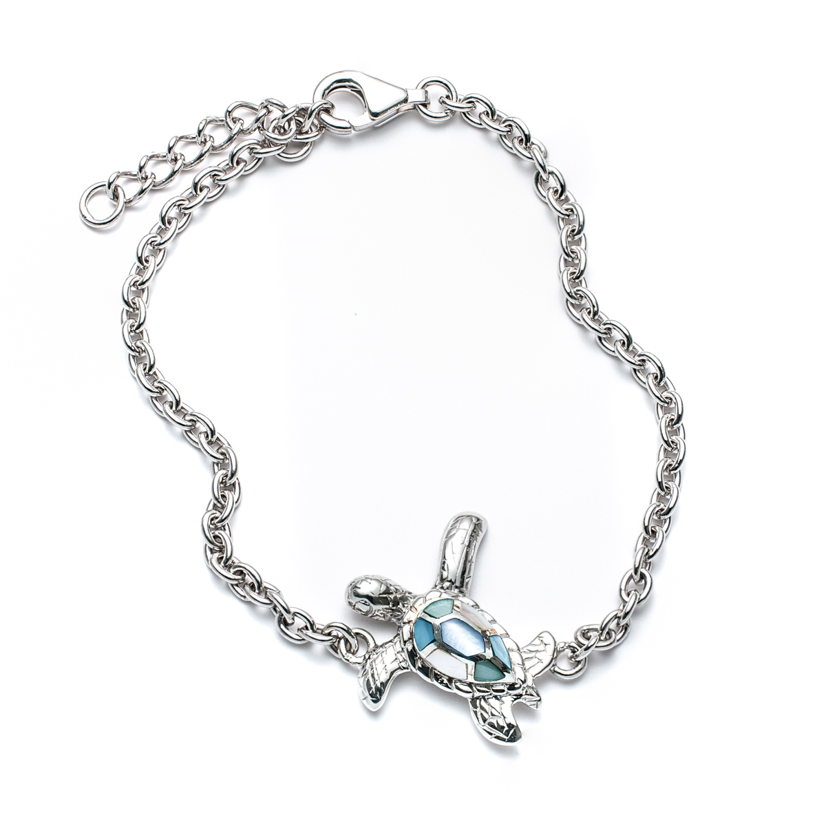 Capri Sideways Sea Turtle Bracelet in Sterling Silver