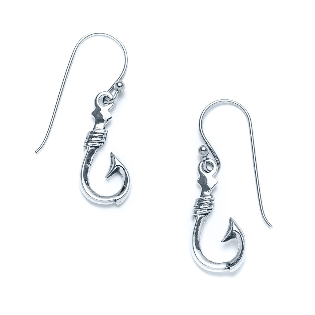 Island Fish Hook Earrings in Sterling Silver