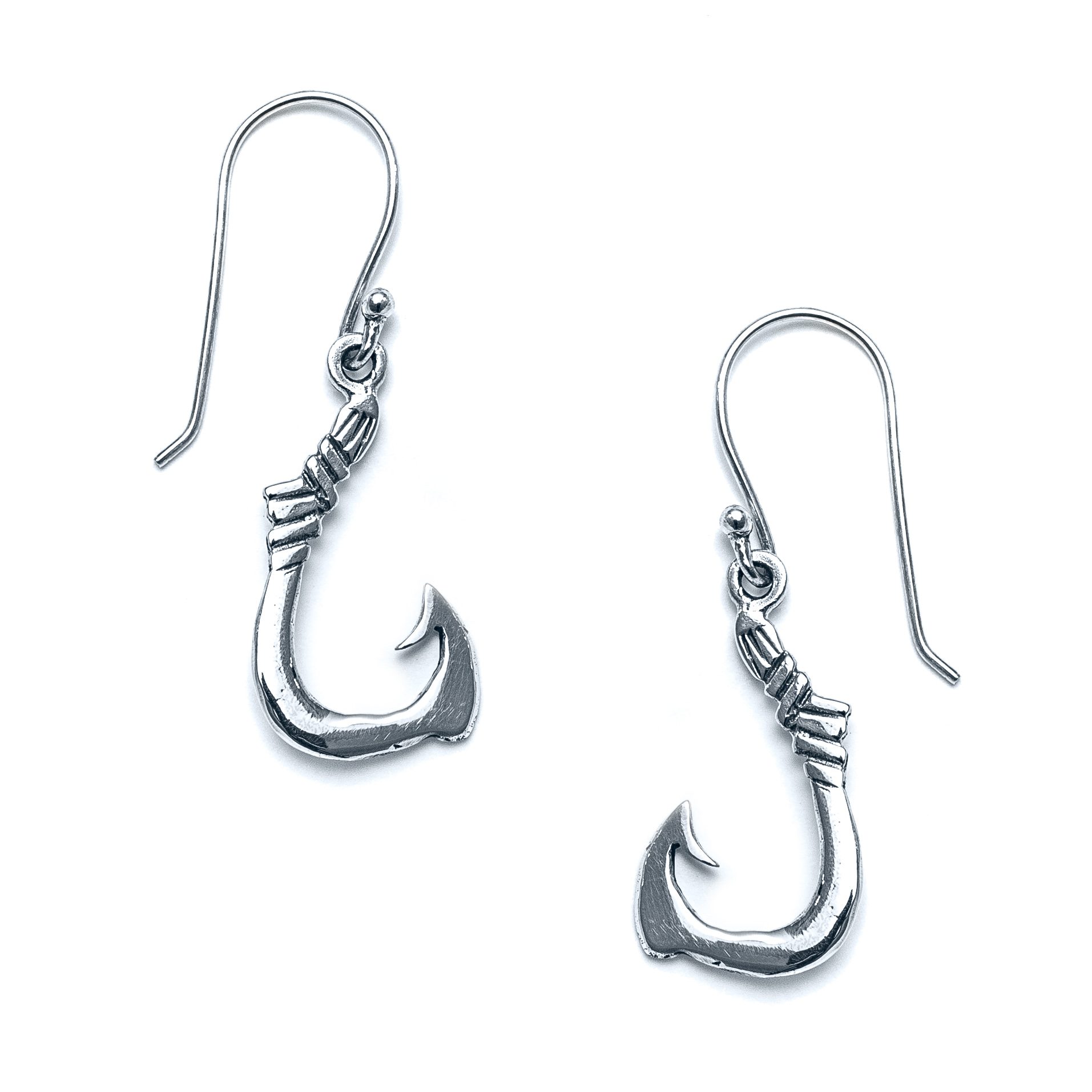Tribal Fish Hook Earrings in Sterling Silver