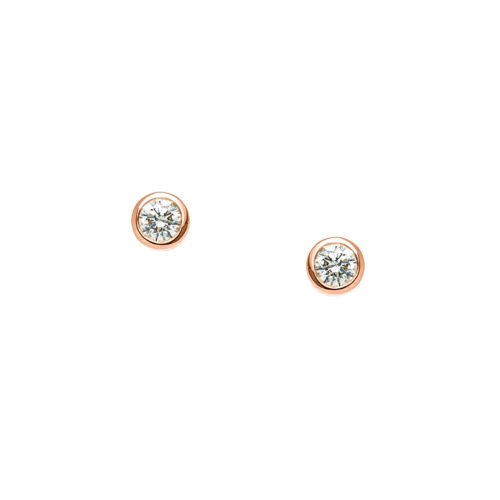 Small Round Diamond Rose Gold Stud Earrings - Landing Company