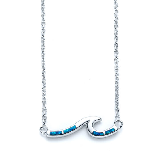 Blue Opal Wave Station Necklace