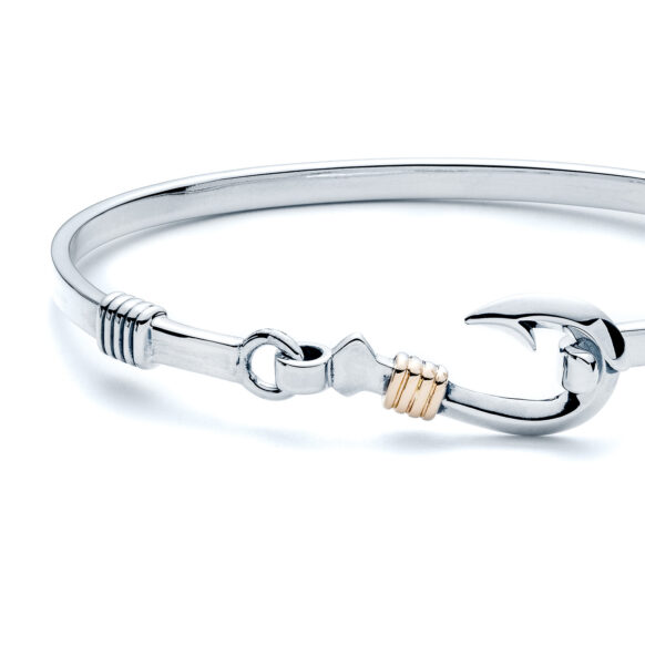 Fish Hook Two Tone Bangle Bracelet