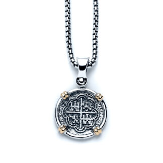 Galleon Coin Charm Necklace with 18k Gold