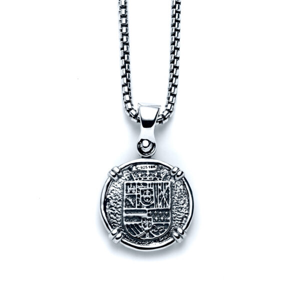 Galleon Coin Charm Necklace with 18k Gold - Back