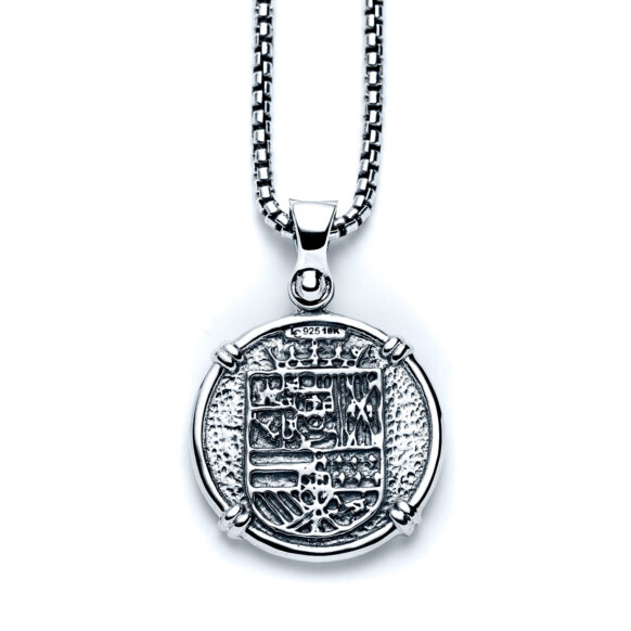 Galleon Coin Necklace with 18k Gold - Back