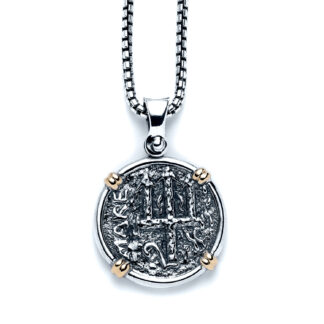 Galleon Trident Coin Necklace with 18k Gold