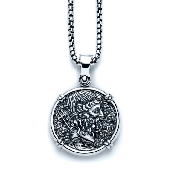 Galleon Trident Coin Necklace with 18k Gold Back