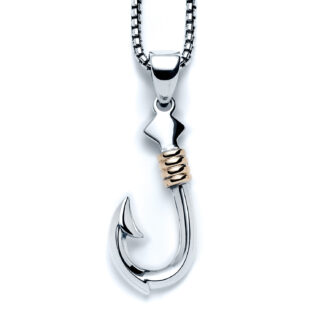 Large Fish Hook Two Tone Necklace