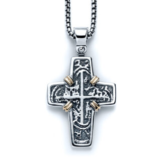 Galleon Cross Necklace with 18k Gold
