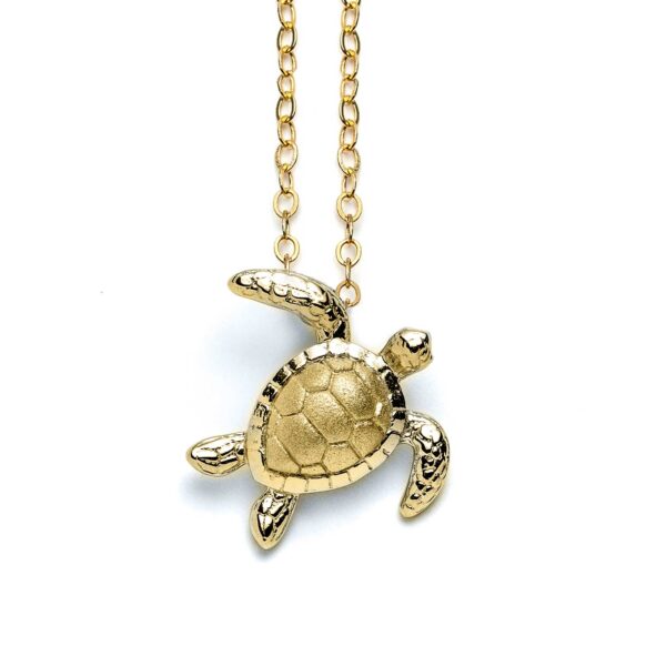 14k Yellow Gold Seaside Sea Turtle Necklace