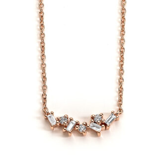 Paloma Baguette Cluster Rose Gold Diamond Necklace