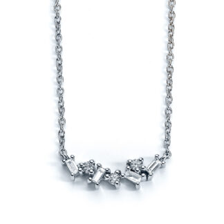 Paloma Baguette Cluster White Gold Diamond Necklace