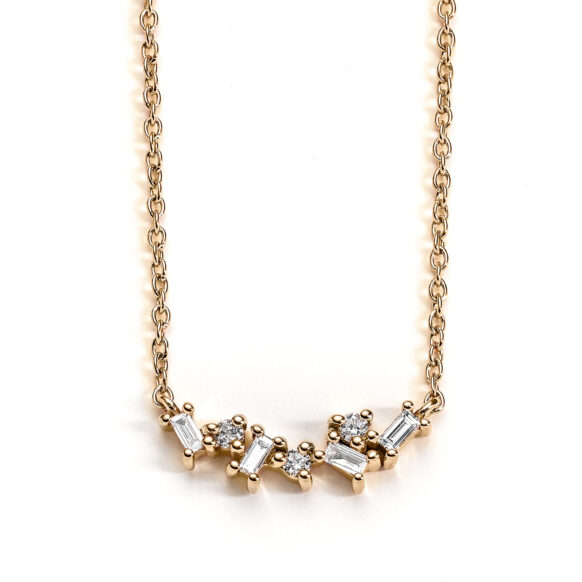 Paloma Baguette Cluster Yellow Gold Diamond Necklace