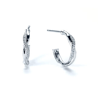 Waveform Diamond Helix Hoop Earrings