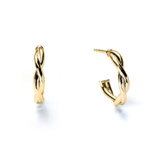 Waveform Helix Yellow Gold Hoop Earrings